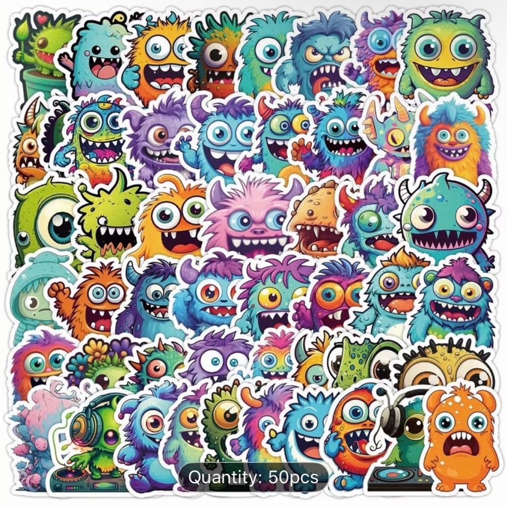 50 Colorful Monster Stickers